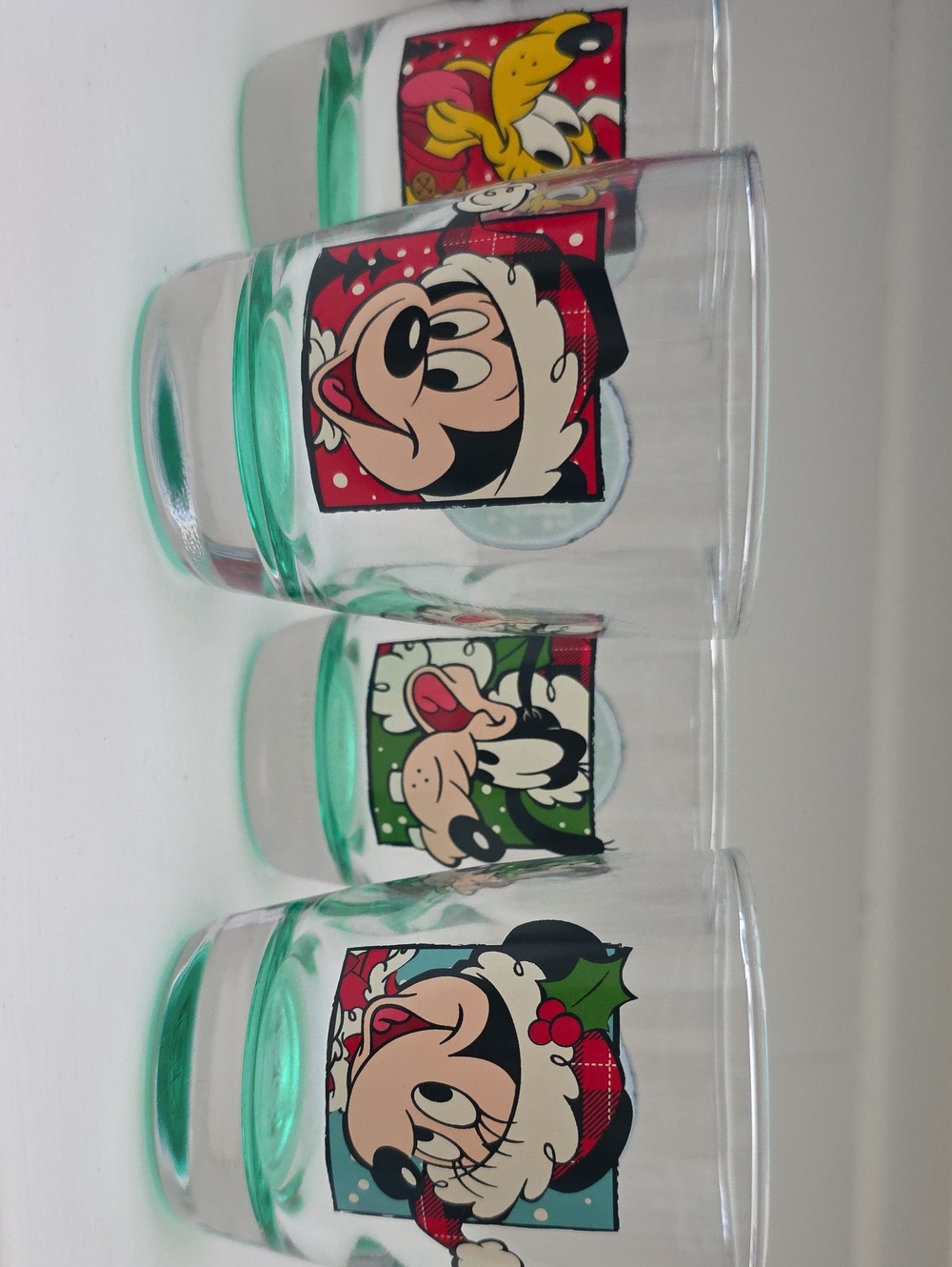Disney Character Holiday Shot Glasses - Set of 4 (Green Accent)